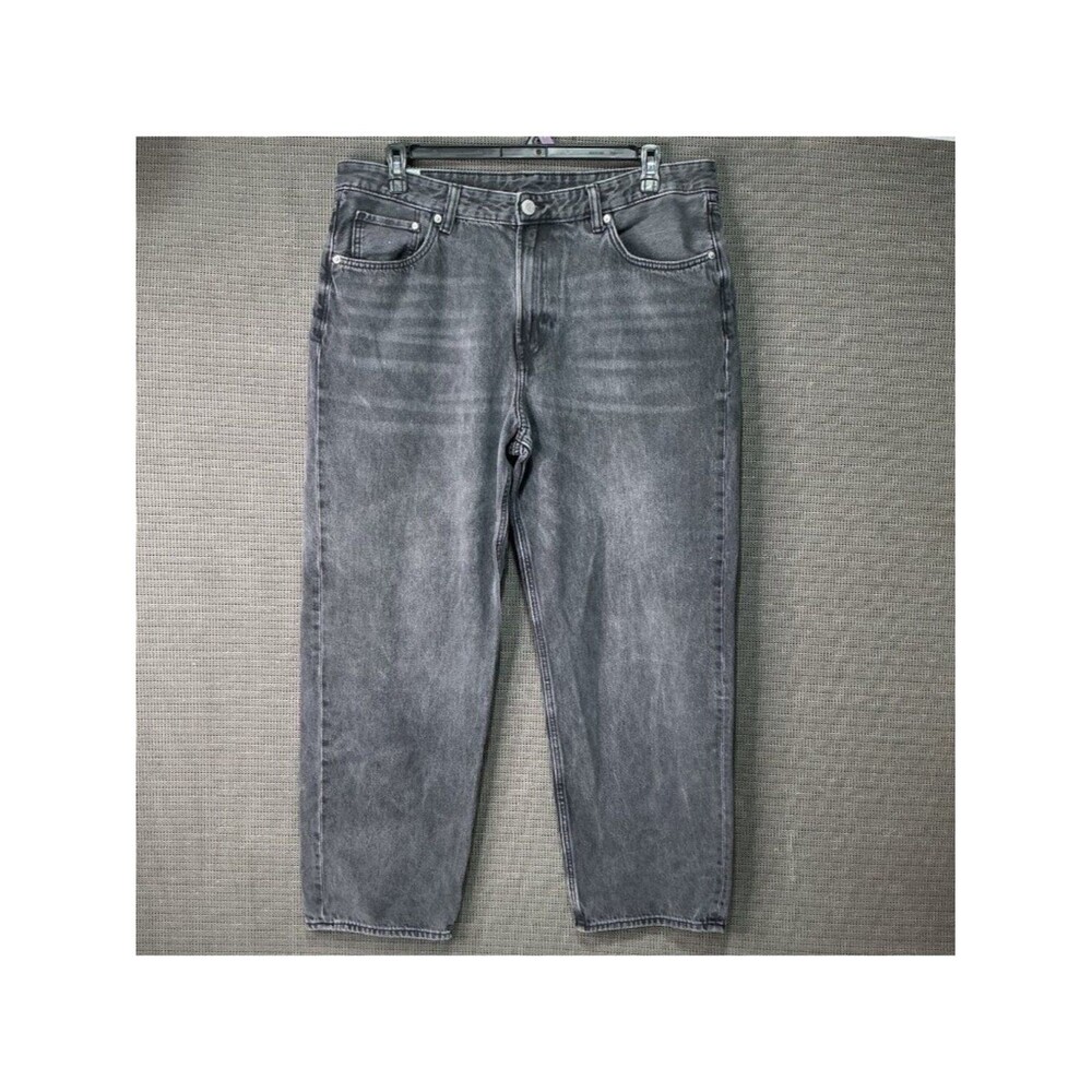 H&M Loose Fit Grey Denim Men's Jeans 38/32 Straight Leg Baggy Comfortable